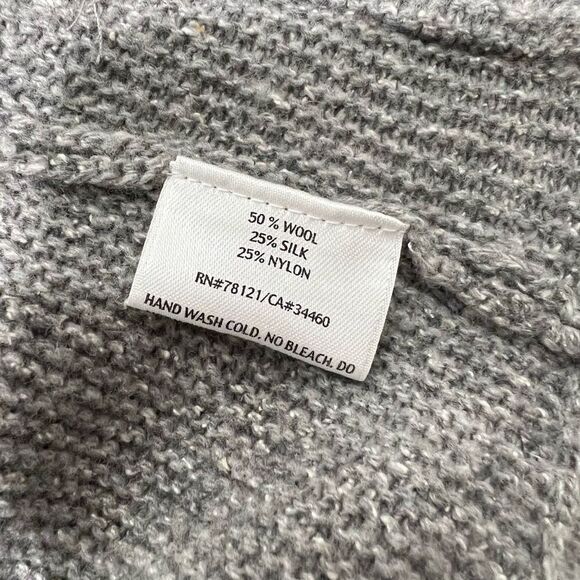 Eileen Fisher Tunic Sweater Top w Short Sleeves Silk Wool Blend Medium Gray Knit - Picture 12 of 12